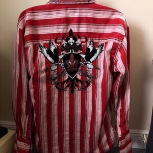 Knockout striped y2k button up